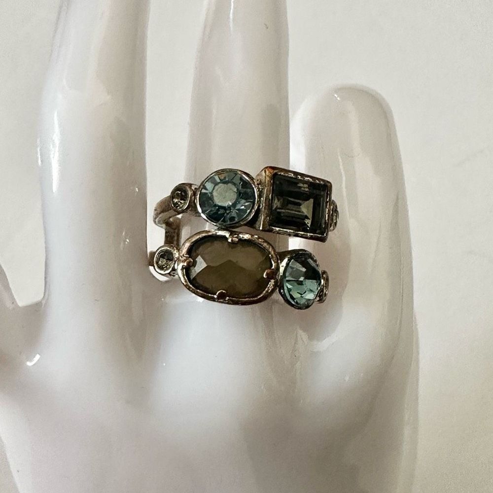 Dyrberg/Kern green multi rhinestone vintage  ring